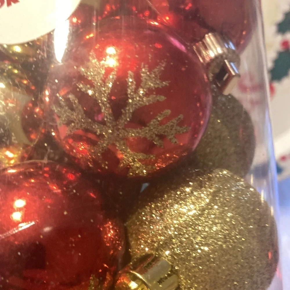 Holiday style ornaments 24count  red gold